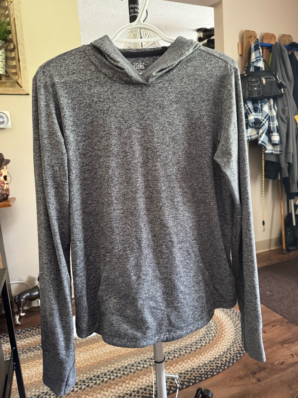 Athleta girls Gray Heather Lightweight Hoodie Pullover